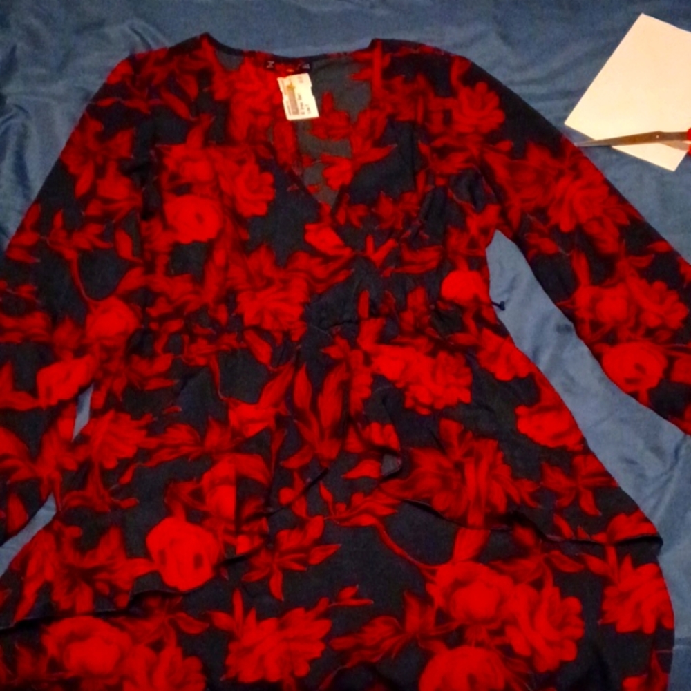 Women's long sleeved ruffle dress